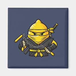 Funny Lemon Shinobi Ninja Nunchucks Illustration Magneet