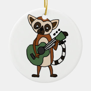 Funny Lemur die gitarkunst speelt Keramisch Ornament