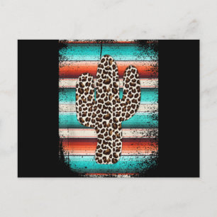 Funny Leopard Cactus Serape Cactus print Turquoise Feestdagenkaart