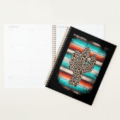 Funny Leopard Cactus Serape Cactus print Turquoise Planner (Display)