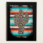 Funny Leopard Cactus Serape Cactus print Turquoise Planner (Voorkant)