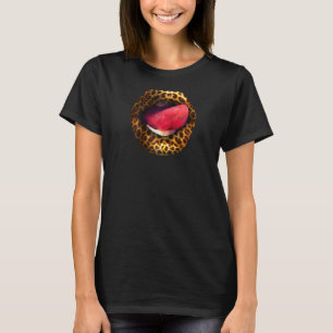 Funny Leopard Lips Cool Women Mouth Cheetah Lipsti T-shirt
