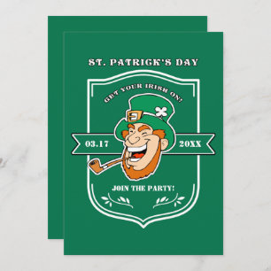 Funny Leprechaun Badge St. Patrick's Day Party Kaart