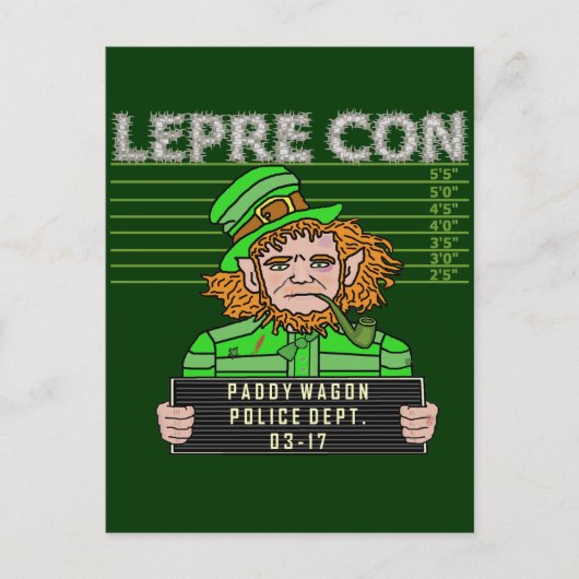 Funny Leprechaun Leprecon Mugshot Briefkaart (Voorkant)