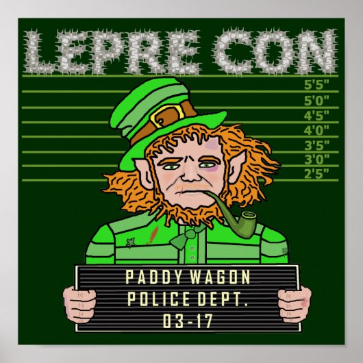 Funny Leprechaun Leprecon Mugshot Poster (Voorkant)