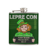 Funny Leprechaun Leprecon Mugshot St Patricks Heupfles (Voorkant)