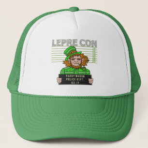 Funny Leprechaun Leprecon Mugshot Trucker Pet