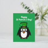 Funny leprechaun penguin St Patrick's Day briefkaa Briefkaart (Staand voorkant)