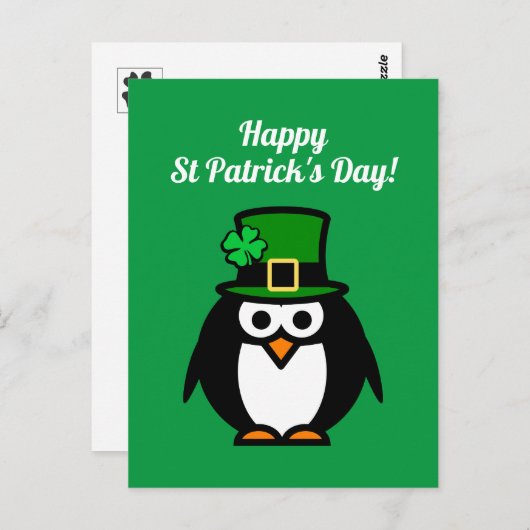 Funny leprechaun penguin St Patrick's Day briefkaa Briefkaart (Voorkant / Achterkant)