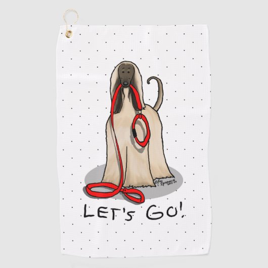 Funny Let's Go! Walk Afghan Hound (Cream) Golfhanddoek (Voorkant)