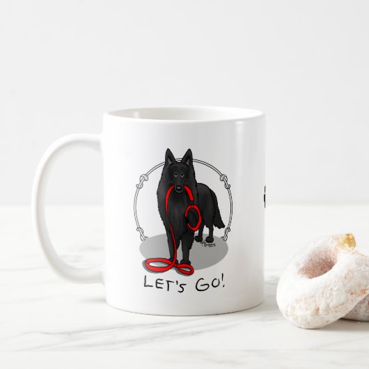 Funny Let's Go! Walk Belgian Sheepdog (black 1) Koffiemok (Met donut)
