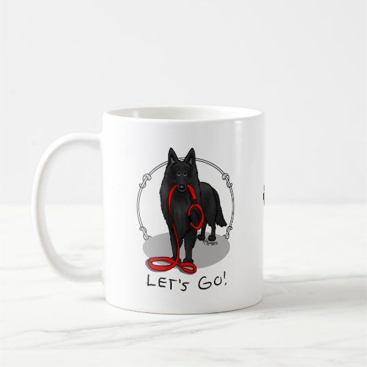 Funny Let's Go! Walk Belgian Sheepdog (black 1) Koffiemok (Links)