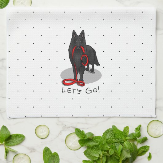 Funny Let's Go! Walk Belgian Sheepdog (black 1) Theedoek (Gevouwen)