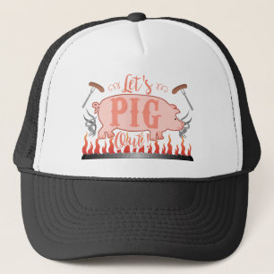 Funny Let's Pig Summer Outdoor BBQ Grill Trucker Pet