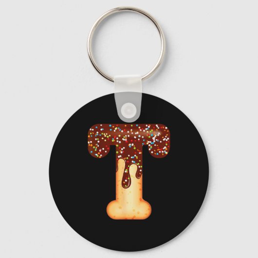 Funny Letter T Ice Cream Chocolate Sprinkles Sleutelhanger (Voorkant)