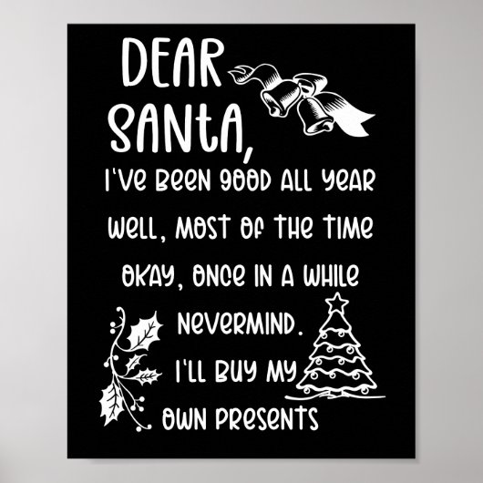 Funny Letter to Santa kerstcadeautjes Poster (Voorkant)