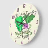 Funny Lettuce Turnip op Thyme Pun School Classroom Grote Klok (Hoek)
