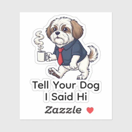 Funny Lhasa Apso Dog Business Suit Coffee  Sticker (Vel)