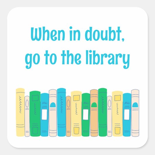 Funny librarian bookworm library vierkante sticker (Voorkant)
