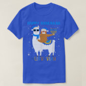 Funny Librarian Llama Sloth Menorah Hanukkah Chanu T-shirt (Design voorkant)