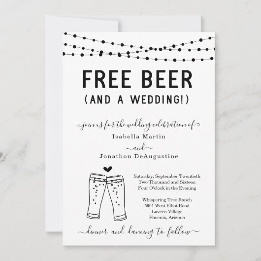 Funny Libre Bière et un Faire-part de mariage (Devant)