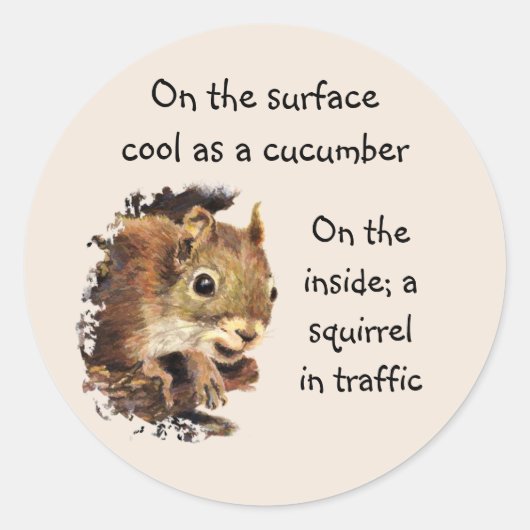 Funny Life Quote Surface Cool Inside Squirrel Ronde Sticker (Voorkant)