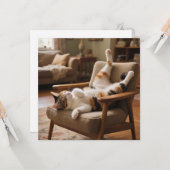 Funny Life's Short Laugh Faster Sleeping Cat Card Kaart (Voorkant / Achterkant in situ)