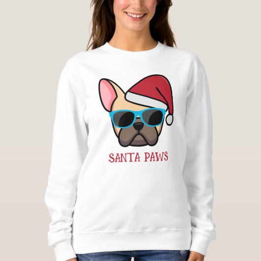 Funny Light Fawn Frenchie Santa Paws Kerstmis Trui (Voorkant)