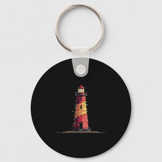 Funny Lighthouse Christmas Graphics Lights Lover  Sleutelhanger (Voorkant)