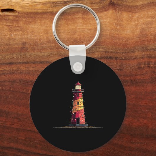 Funny Lighthouse Christmas Graphics Lights Lover  Sleutelhanger (Voorkant)