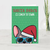 Funny Lila Tan Frenchie Santa Paws Kerstmis Kaart (Voorkant)