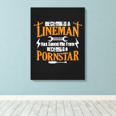 Funny Lineman Vader Mannen Electric Cable Lineman Canvas Afdruk (Insitu (Houten vloer))