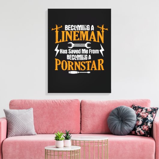 Funny Lineman Vader Mannen Electric Cable Lineman Canvas Afdruk (Insitu (Woonkamer))