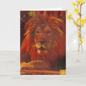 Funny Lion carte d'anniversaire (Fleur jaune)