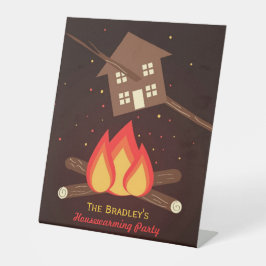 Funny Literal Housewarming Party Reclamebord Met Voetstuk