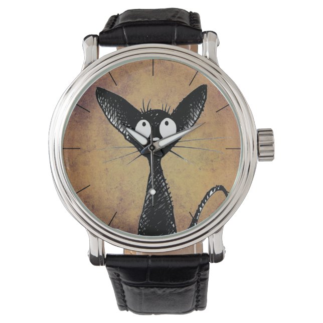 Funny Little Black Cat Horloge (Voorkant)