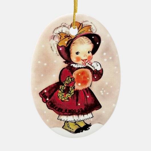 Funny  Little Girl Custom Kerstmis Keramisch Ornament (Voorkant)