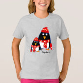 Funny Little Penguins Custom kerstt-Shirts T-shirt (Voorkant)