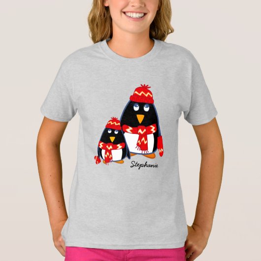Funny Little Penguins Custom kerstt-Shirts T-shirt (Voorkant)