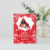 Funny Little Penguins Custom Name Kerstmis Feestdagenkaart (Staand voorkant)