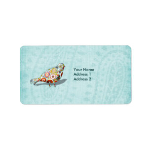 Funny Little Whimsical Bird Personalized Etiket