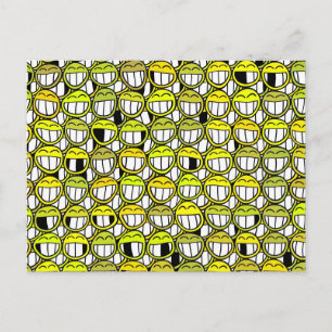 Funny Little Yellow Faces Pattern Briefkaart