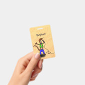 Funny lizard zingt met cartoon van de microfoon badge (Handheld)