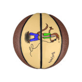 Funny lizard zingt met cartoon van de microfoon basketbal (Verticaal)