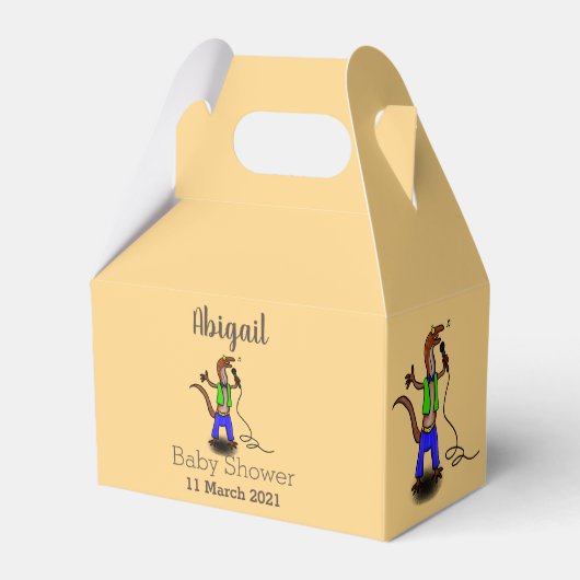 Funny lizard zingt met cartoon van de microfoon bedankdoosjes (Voorkant Zijde)