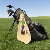 Funny lizard zingt met cartoon van de microfoon golfhanddoek (Groen)