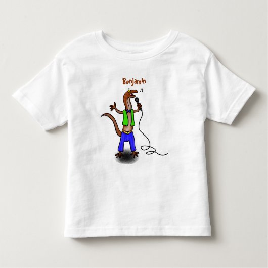 Funny lizard zingt met cartoon van de microfoon kinder shirts (Voorkant)