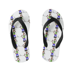 Funny lizard zingt met cartoon van de microfoon kinder teenslippers