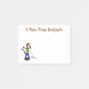 Funny lizard zingt met cartoon van de microfoon post-it® notes