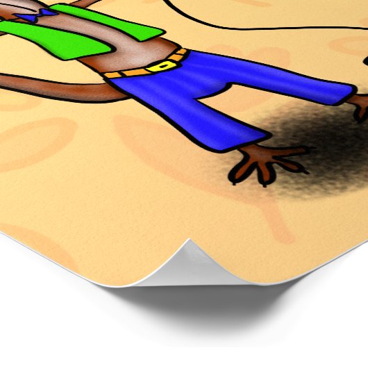 Funny lizard zingt met cartoon van de microfoon poster (Hoek)